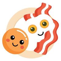 Fried eggs and bacon forming a funny face isolated on white background vector