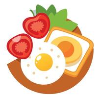 Delicious Breakfast with Fried Egg. Toast. and Tomatoes - Photo vector