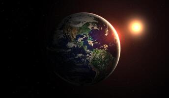 Surface of Earth planet in deep space. star and galaxy planet in outer space. view from orbit. Elements of this image furnished by NASA. photo