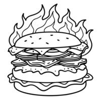 A juicy burger piled high with layers of melted cheese and crispy bacon sizzling on a grill surround vector
