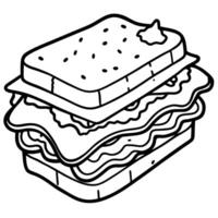 A delicious bacon sandwich topped with fresh toppings. served on a wooden table. perfect for breakfa vector
