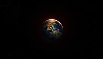 Sphere of nightly earth, star and galaxy planet in outer space. city lights on planet. concept on the theme of ecology, environment, earth day. Elements of this image furnished by NASA. photo