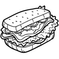 A delicious sandwich loaded with bacon. cheese. and fresh vegetables. showcasing a perfect blend of vector