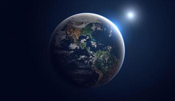 Sphere of nightly earth, star and galaxy planet in outer space. city lights on planet. concept on the theme of ecology, environment, earth day. Elements of this image furnished by NASA. photo