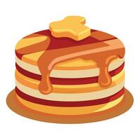 A stack of bacon pancakes drizzled with maple syrup vector
