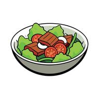 A Thai beef salad with thinly sliced grilled beef. mixed greens. cucumber. red onion. cilantro. and vector