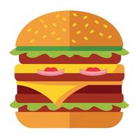 Double Cheeseburger with Bacon and Pickles vector