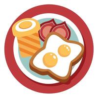 French toast with a side of bacon and eggs vector