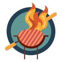 Cook bacon made from pork over a grill vector