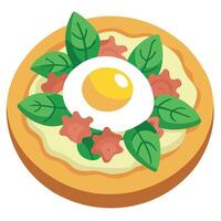 Eggs Benedict Pizza with Bacon and Spinach vector