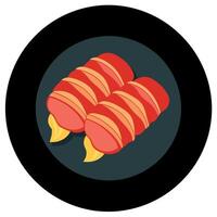 Bacon wrapped scallops isolated on black background vector