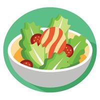 Caesar salad served with crunchy bacon vector