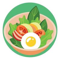 Fresh Salad with Poached Egg and Bacon vector