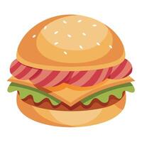 Grilled Chicken Burger with Bacon and Onion vector