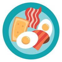 A plate of food with eggs. bacon. and bread vector