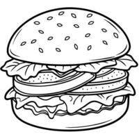 Juicy double bacon hamburger with lettuce. tomato. onion and cheese on a sesame seed bun . hamburger vector