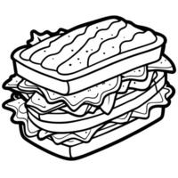 Delicious layered sandwich with bacon. lettuce. and tomato. served on toasted bread. perfect for a h vector