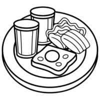 A delicious plate of eggs. bacon. and toast placed on a table. Perfect for showcasing a hearty break vector