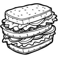 Deliciously stacked sandwich with layers of turkey. bacon. lettuce. and tomato on rustic bread for a vector