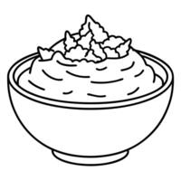 Close-up of a delicious bowl of creamy mashed potatoes topped with crispy bacon bits and freshly sli vector