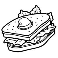Delicious sandwich stacked with crispy bacon. fresh spinach. and a golden egg. perfect for breakfast vector