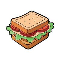 A crispy BLT sandwich consisting of bacon. lettuce and tomato served on a crispy toasted bread ready vector