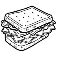 A delicious sandwich with layers of ham. cheese. and pickles. grilled to perfection and served on ru vector