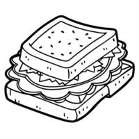 A close-up of a sandwich with layers of fresh ingredients between slices of toasted bread. ready to vector