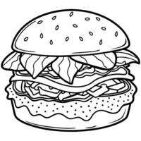 Close-up of a gourmet cheeseburger with bacon. lettuce. tomato. red onion. and melted cheese on a wo vector