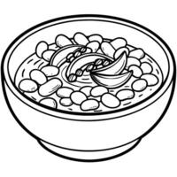 Delicious cowboy stew of beans with ground beef. bacon and sliced sausage in a spicy sauce closeup i vector