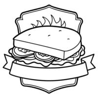 Cafe Sandwich with bacon cheese ham and vegetables. Copyspace image. Square banner. Header for websi vector