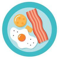 A plate of bacon and eggs with a sprinkle of pepper vector