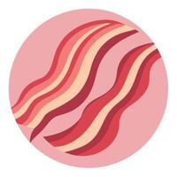 Close-up of wavy bacon strips on a pink surface vector