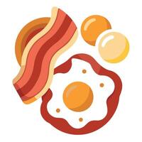 Bacon with corned beef hash and two fried eggs. vector