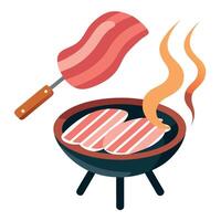 A grill with wheels and a handle on top. vector