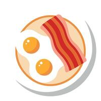 A white plate topped with eggs and bacon vector