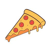 A slice of pizza with a crispy crust. melted cheese. and a tangy tomato sauce. Isolated on a white b vector