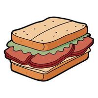 A delicious sandwich loaded with layers of fresh meat and crispy bacon. perfect for a satisfying mea vector
