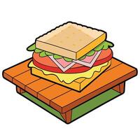 Ham and cheese club sandwich with layers of ham. turkey. bacon. and cheddar. styled on a vibrant pic vector