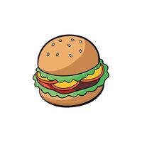 Hamburger with vegetables on plate. isolated on transparent background. file. professional studio ph vector