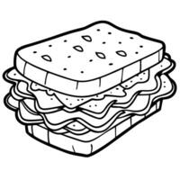 A delicious sandwich stacked with layers of bacon. cheese. and fresh tomatoes. served on sesame seed vector