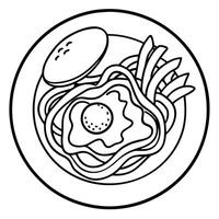 Classic Italian pasta carbonara with bacon egg and cheese Copy space image Place for adding text or vector