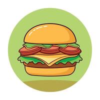 Freshly Assembled Chicken Patty Burger with Layers of Avocado Bacon and Spicy Mayo on Vibrant Backgr vector