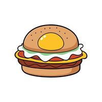 Dive into a breakfast treat - a burger with a fried egg and crispy hash browns. displayed on a white vector