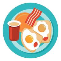 Delicious Breakfast with Bacon. Eggs. and Toast vector