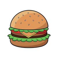 Delicious hamburger. onion. lettuce. tomato. sauce and beef art - high quality image. Created by AI- vector