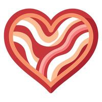 Heart shaped bacon isolated on a white background vector