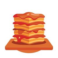 A delicious stack of crispy bacon on a wooden table vector