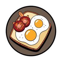 Egg bacon onion rings parsley on toast delicious breakfast or snack Displayed on a dark wooden table vector