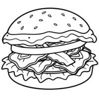 Close-up of a juicy cheeseburger with melted cheese. crispy bacon. and fresh lettuce on a sesame see vector